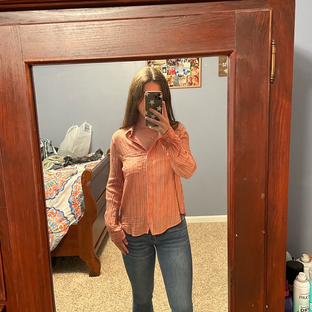 Pink striped blouse